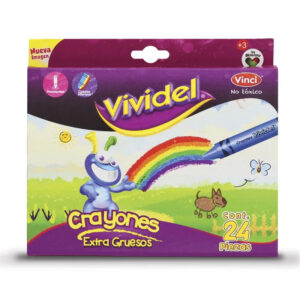 Crayón Escolar Redondo Jumbo 24 Colores Vividel