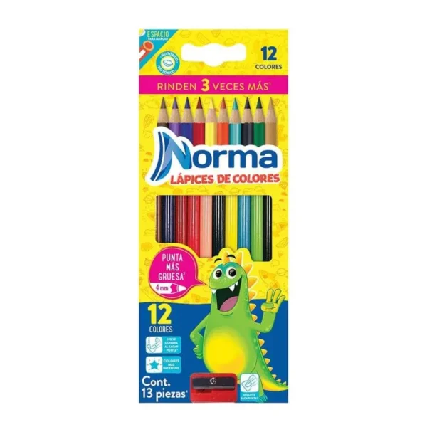 Colores Norma Caja con 12 Piezas Largos Redondos