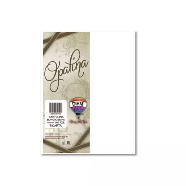 Paquete de Opalina Tamaño Carta Blanco con 100 Hojas 225g