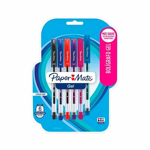 Bolígrafo en gel de 6 pz
